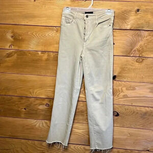 Women's‎ Black Orchid LA Preworn Button Fly Khaki Jeans Fringed bottom sz 26 Y2K